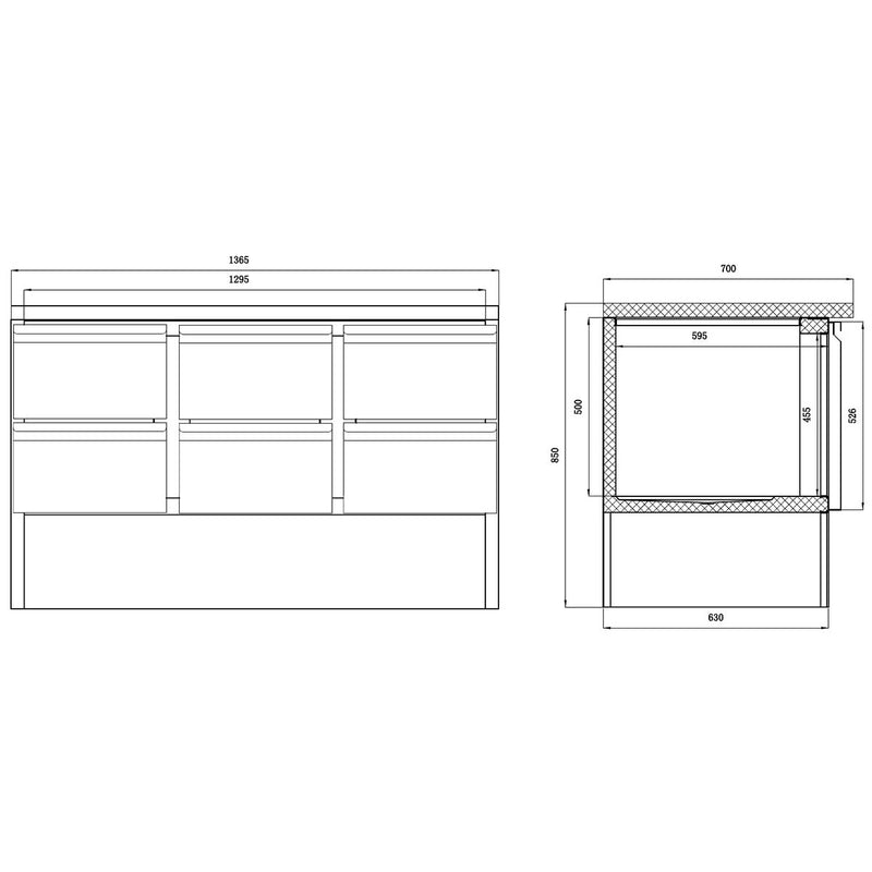 Vaiotec EASYLINE Kühltisch Mini 700 / 3-fach - mit 6 Schubladen