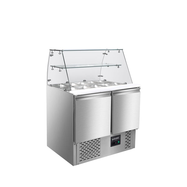 Saladette Vaiotec EASYLINE 700 / 2 entrées avec plateau carré en verre