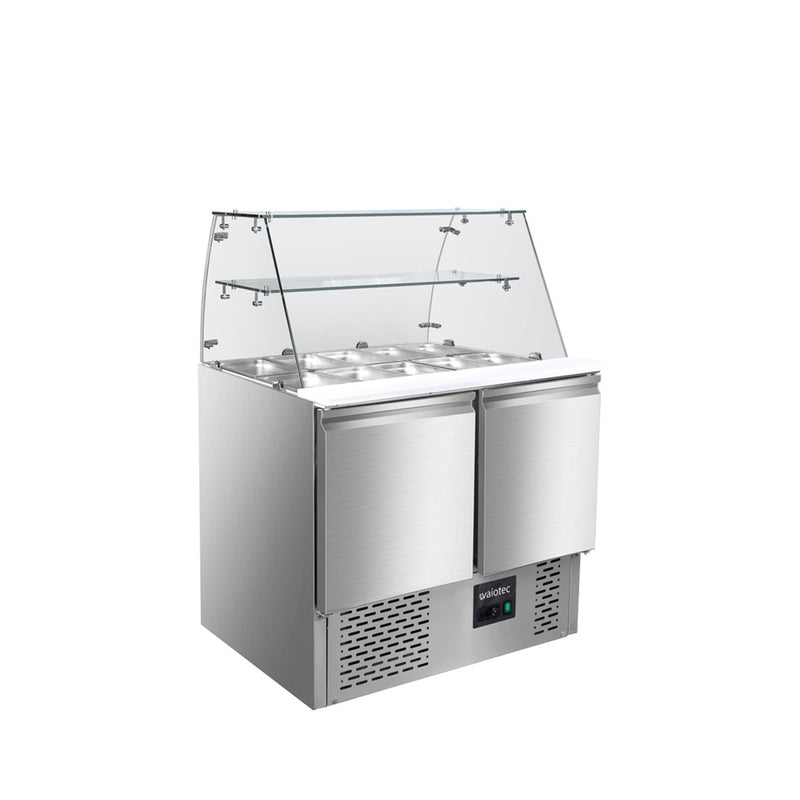 Vaiotec EASYLINE Saladette 700 / 2-fach mit eckigem Glasaufsatz