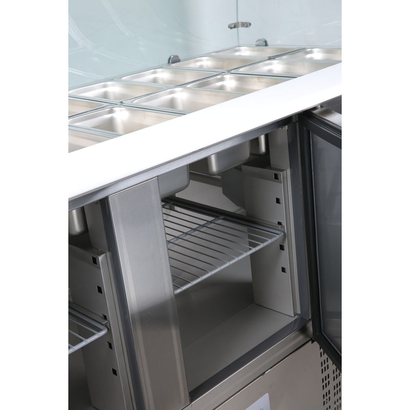 Vaiotec EASYLINE Saladette 700 / 2-fach mit eckigem Glasaufsatz