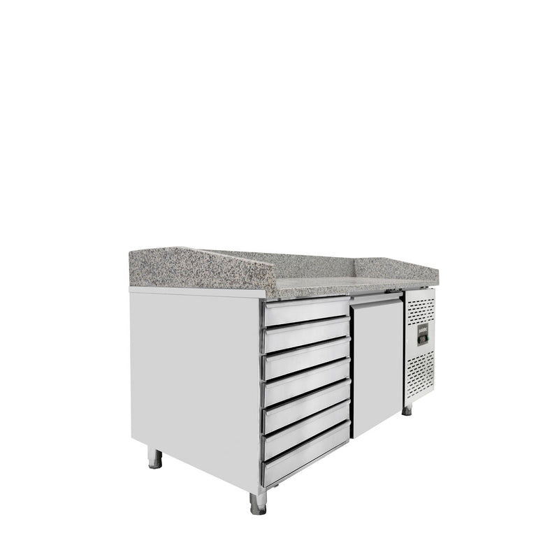 Table réfrigérée à pizza Vaiotec EASYLINE 800 / 1 porte et 7 tiroirs "gris"