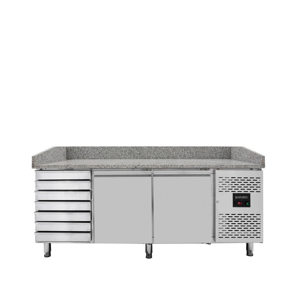 Table réfrigérée à pizza Vaiotec EASYLINE 800 / 2 portes &amp; 7 tiroirs "gris"