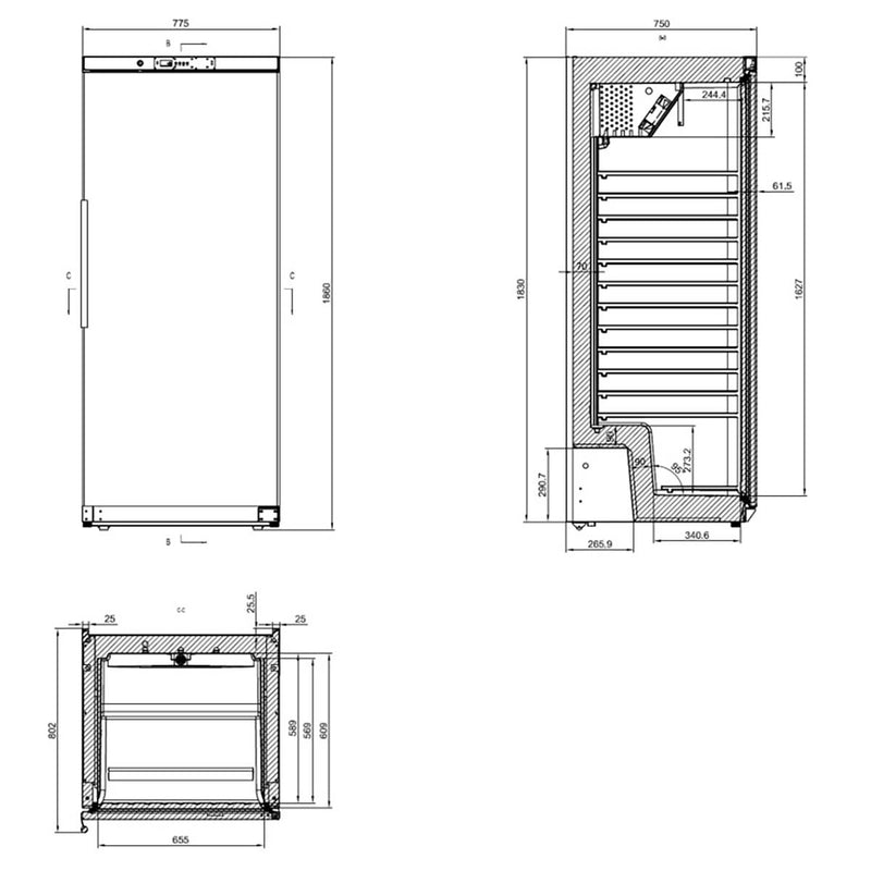 Vaiotec EASYLINE Lagerkühlschrank ABS / 580