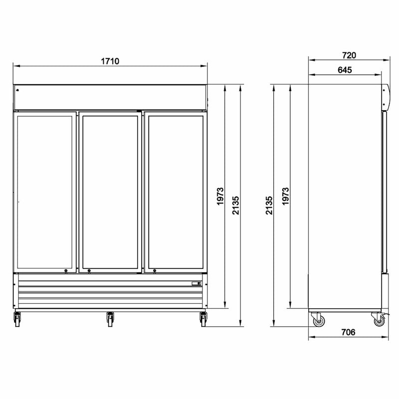 Réfrigérateur à boissons Vaiotec TOPLINE 1500 / 3 portes battantes