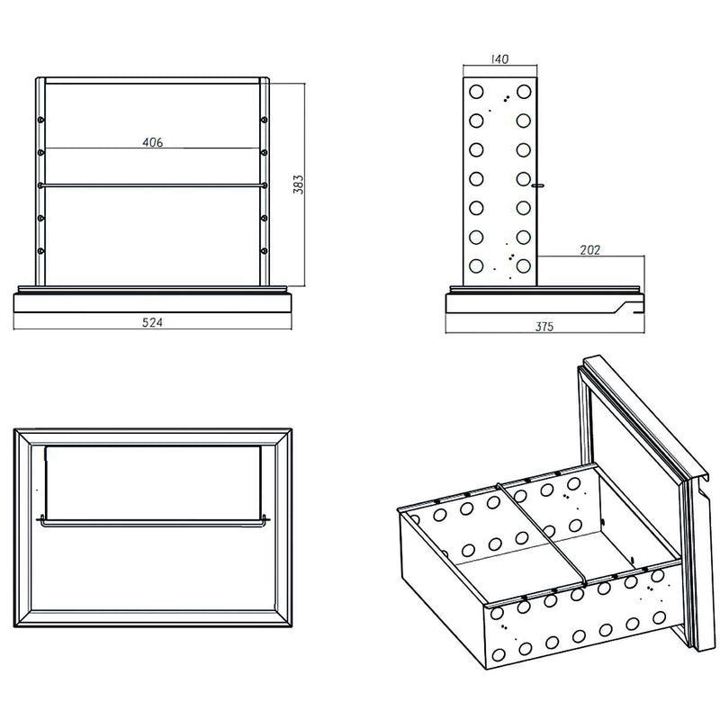 Vaiotec EASYLINE barkoeltafel zwart / 6 laden - 425 l