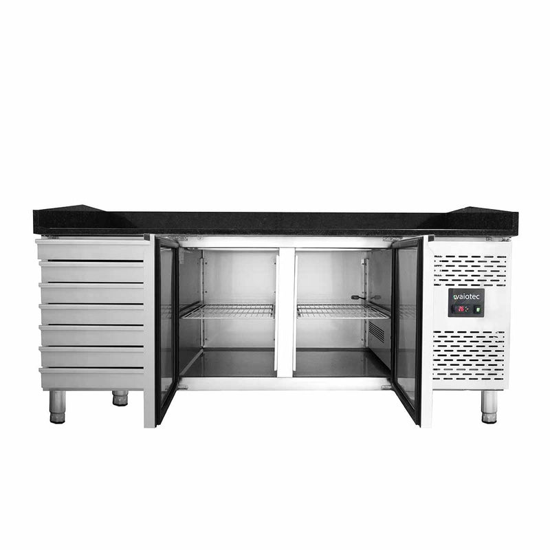 Table réfrigérée à pizza Vaiotec EASYLINE 800 / 2 portes &amp; 7 tiroirs "noir"