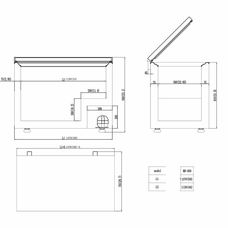 Vaiotec EASYLINE vriezer 450 met scharnierend deksel