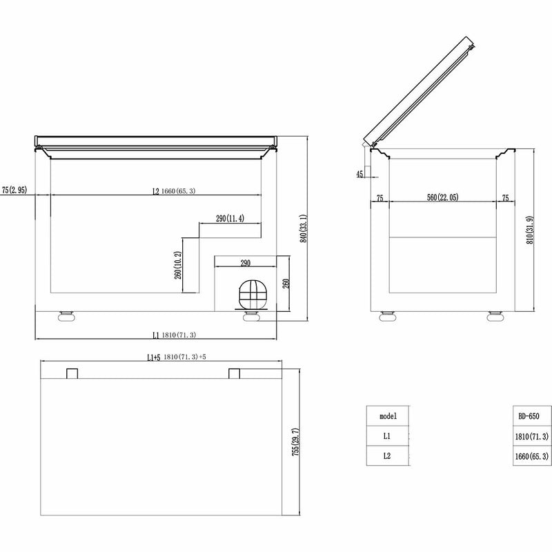 Vaiotec EASYLINE vriezer 650 met scharnierend deksel