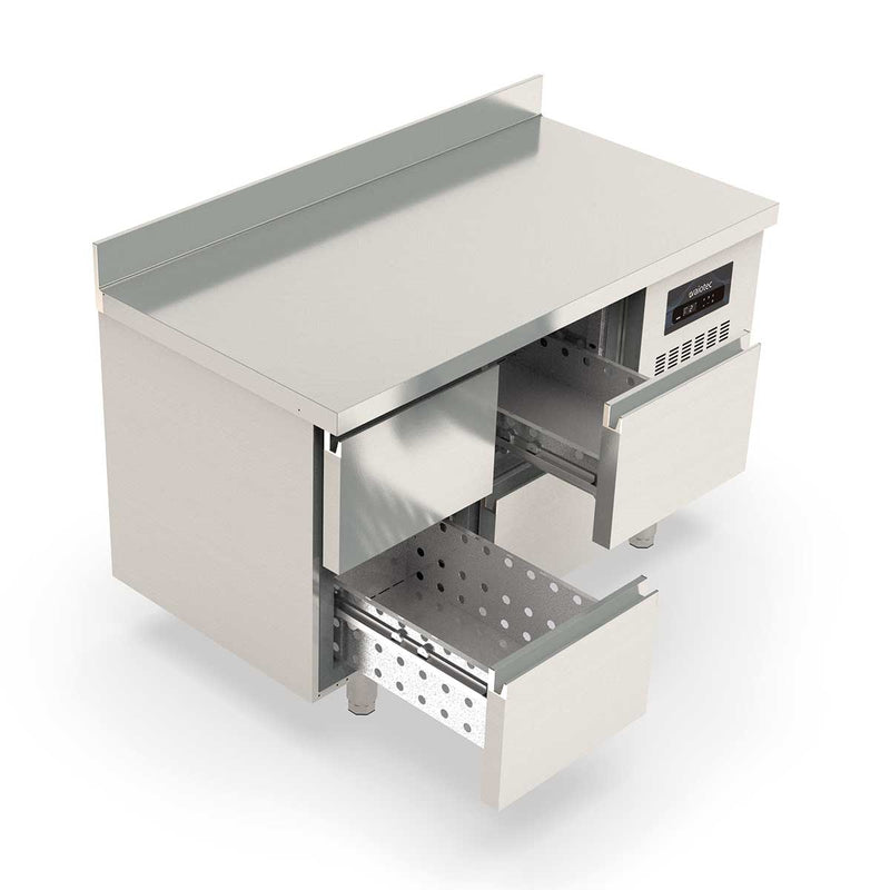 Table réfrigérée Vaiotec TOPLINE 700 / 2 entrées GN1/1 avec 4 tiroirs et dosseret