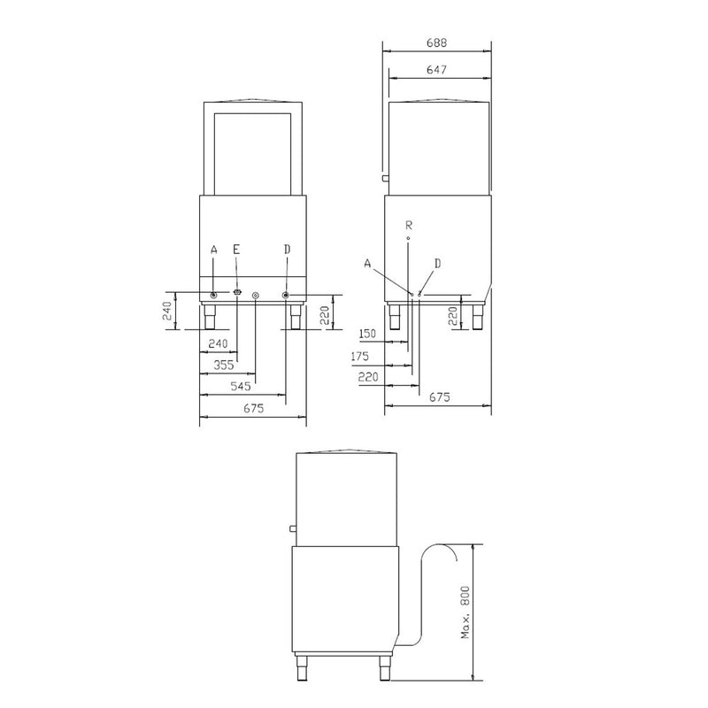 Vaiotec EASYLINE Haubenspülmaschine 50x50 / 400 Volt - Modell: VT-E HW54 DRD