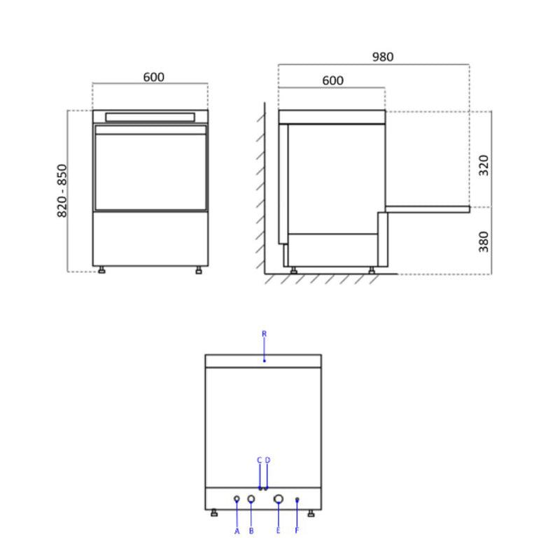 Vaiotec TOPLINE vaatwasser 50x50 / 400 Volt - Model: VT-S DW54 DRD