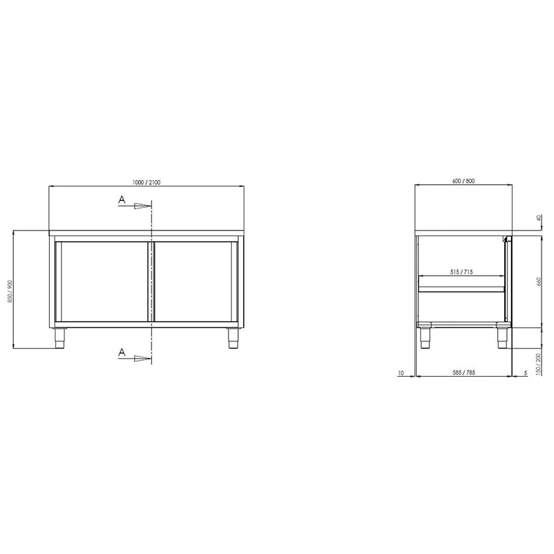 Armoire de travail Vaiotec TOPLINE 600 / 2 portes coulissantes L:1200