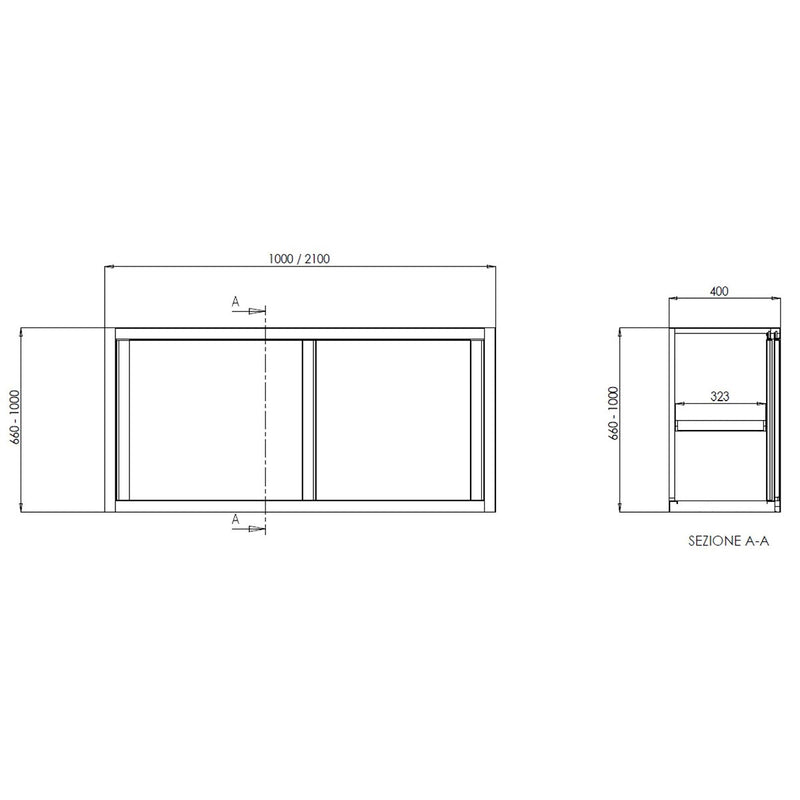 Vaiotec TOPLINE Wandhängeschrank 400 / 2 Schiebetüren B:1400