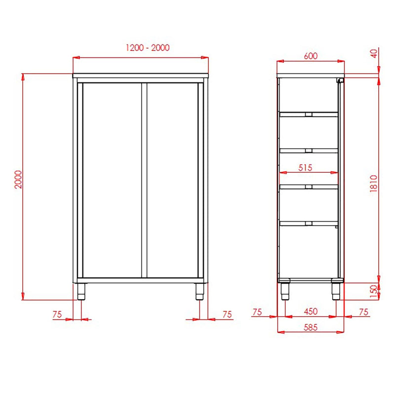 Armoire haute Vaiotec TOPLINE 600 / 2 portes coulissantes L:1200