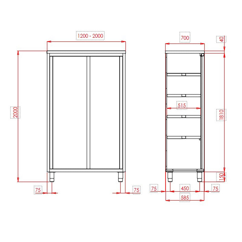 Armoire haute Vaiotec TOPLINE 700 / 2 portes coulissantes L:1200