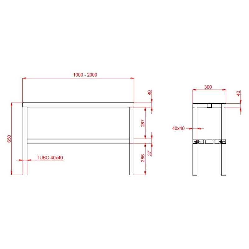 Pont d'extension Vaiotec TOPLINE 300 / 2 niveaux W:1200