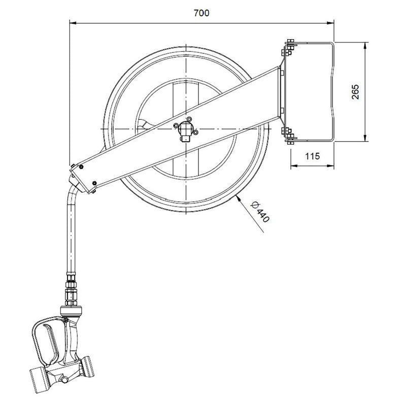 Vaiotec TOPLINE Schlauchaufroller mit Brause - 20 Meter