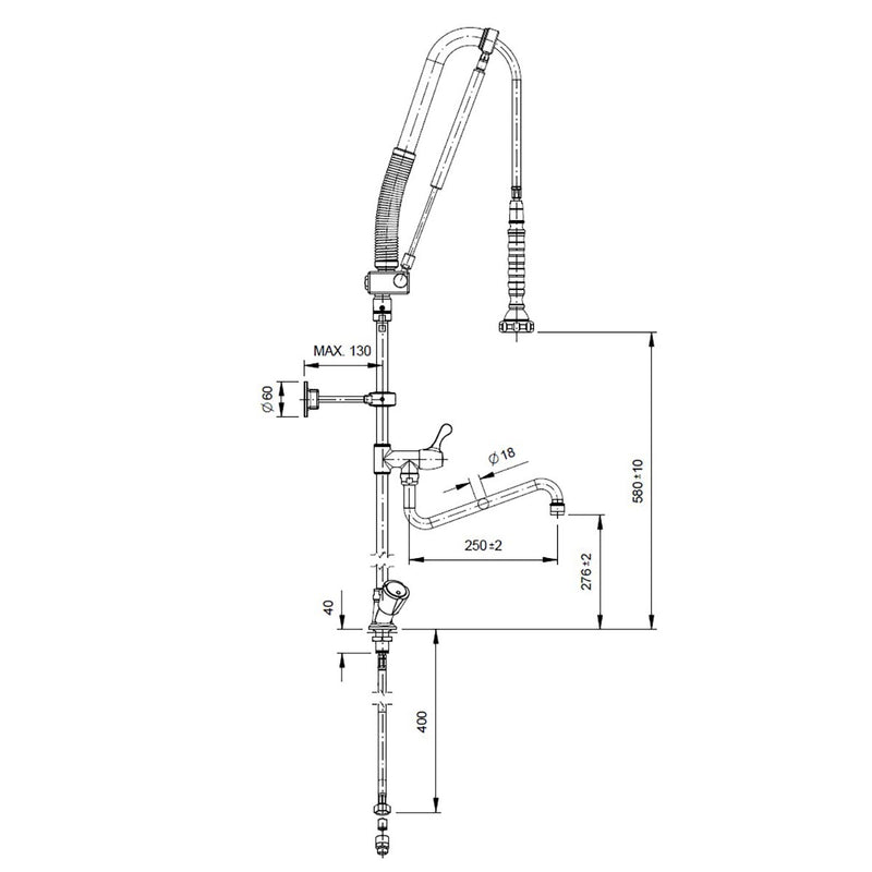 Vaiotec TOPLINE Geschirrwaschbrause mit Schwenkauslauf / 2 Mischventilen & Zug-Automatik - Einloch