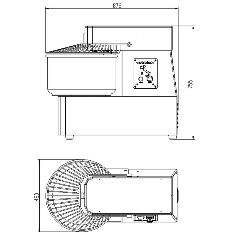 Vaiotec EASYLINE Teigknetmaschine fester Kessel - 40 Liter / 400 Volt