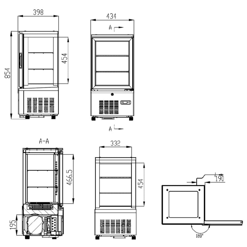 Vaiotec TOPLINE Kühlvitrine 2-fach / 56 Liter "schwarz"