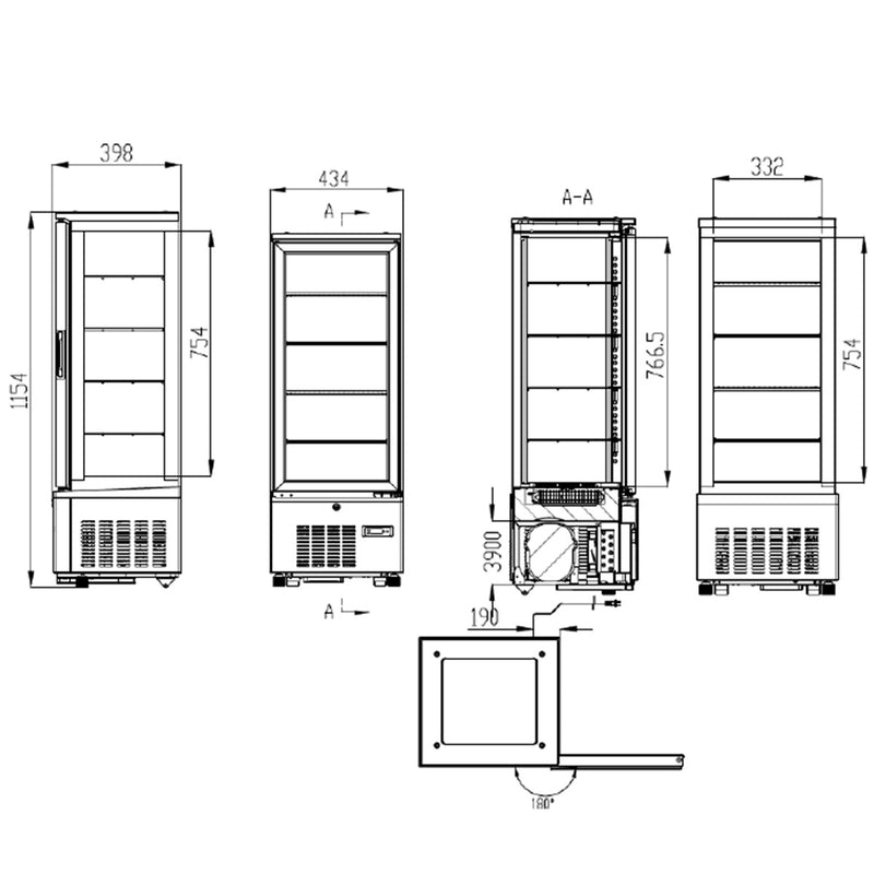 Vaiotec TOPLINE Kühlvitrine 4-fach / 92 Liter "weiß"