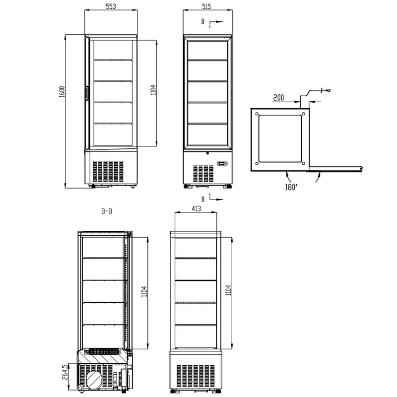 Vaiotec TOPLINE Kühlvitrine 4-fach / 237 Liter "schwarz"