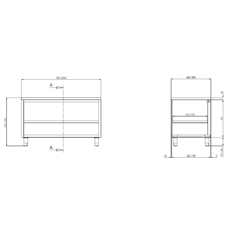 Armoire de travail Vaiotec TOPLINE 700 / ouverte L:700