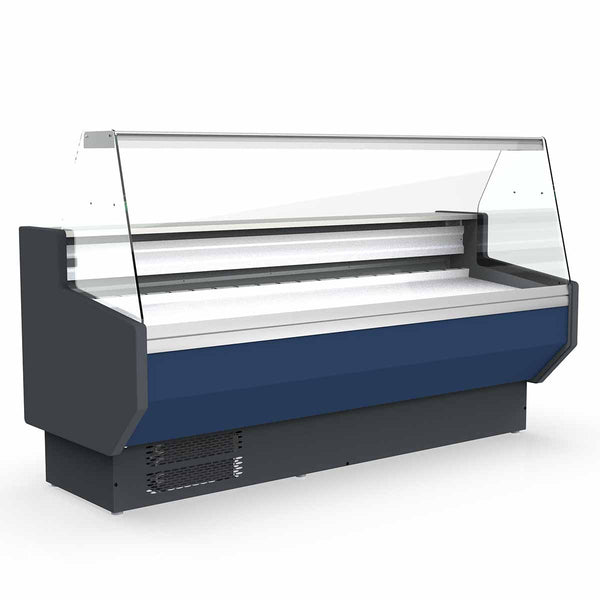 Vaiotec TOPLINE koelwerkbank 250 - recht front glas "blauw"