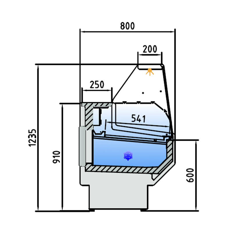 Vaiotec TOPLINE koelwerkbank 100 - recht front glas "wit"