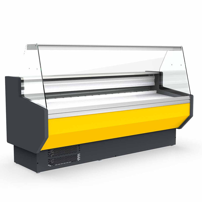 Vaiotec TOPLINE koelwerkbank 150 - recht front glas "geel"