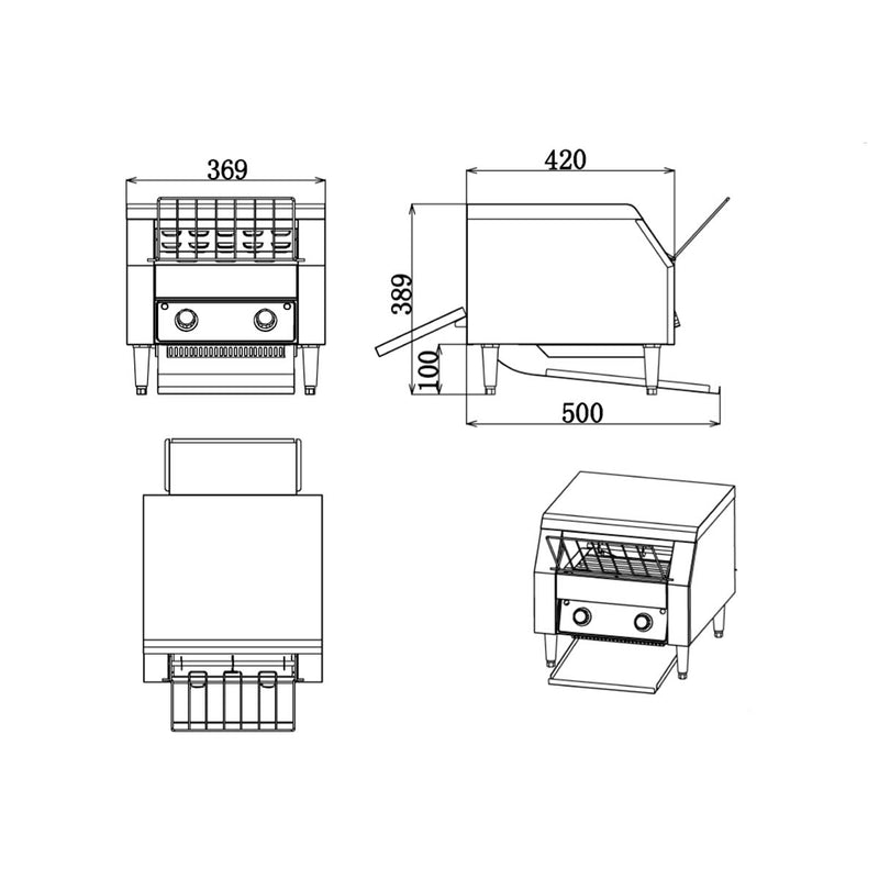 Vaiotec EASYLINE Elektro Durchlauftoaster, ca. 300-350 Stk. pro Stunde, 2,05 kW