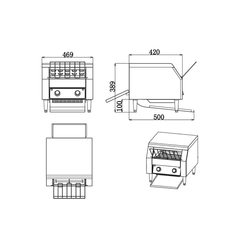 Vaiotec EASYLINE Elektro Durchlauftoaster, ca. 450-500 Stk. pro Stunde, 2,45 kW