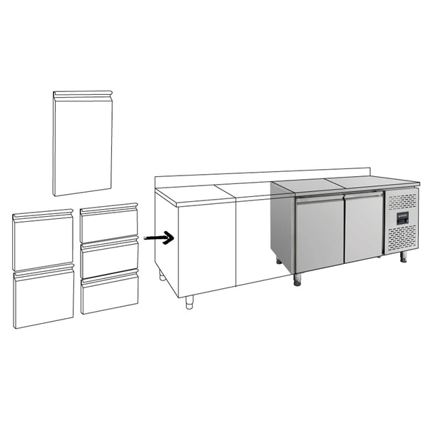 Vaiotec EASYLINE koeltafels 700 / - Monoblok, 2-4 deuren, opstaande rand, laden vrij configureerbaar