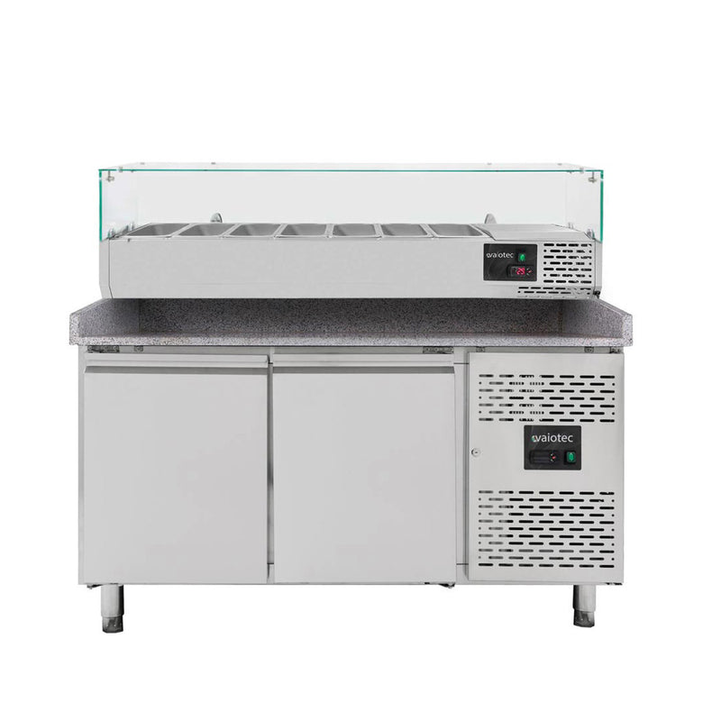 Vaiotec EASYLINE Pizzakühltisch 800 / 2-türig "grau" inkl. Kühlaufsatz GN1/4