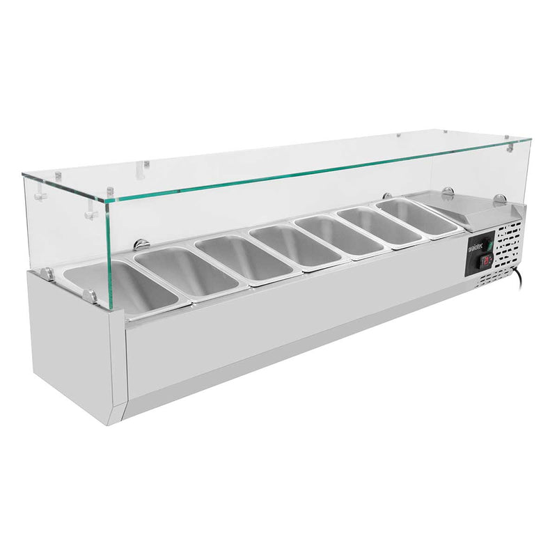 Vaiotec EASYLINE pizzakoeltafel 800 / 1 deur &amp; 7 laden "grijs" inclusief koelopzetstuk GN1/4