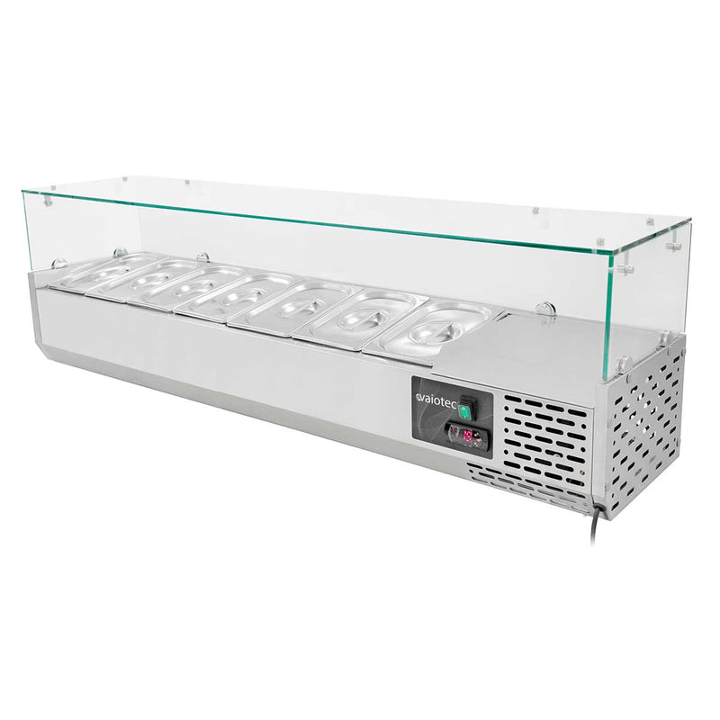 Vaiotec EASYLINE pizzakoeltafel 800 / 1 deur &amp; 7 laden "grijs" inclusief koelopzetstuk GN1/4