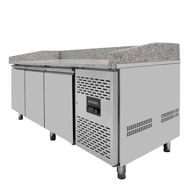 Vaiotec EASYLINE Pizzakühltisch 800 / 3-türig "grau" inkl. Kühlaufsatz GN1/4