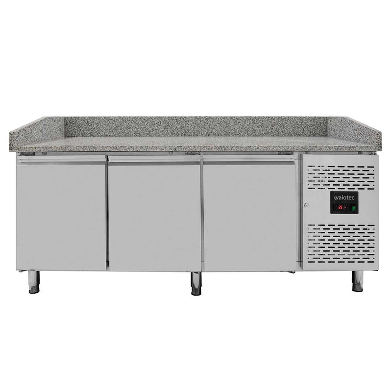 Vaiotec EASYLINE Pizzakühltisch 800 / 3-türig "grau" inkl. Kühlaufsatz GN1/4