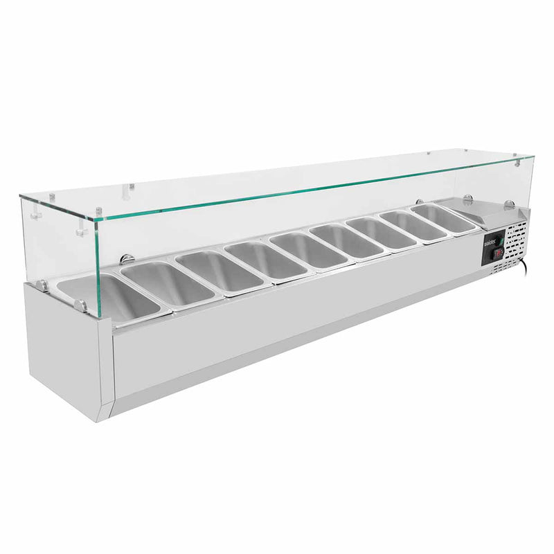 Vaiotec EASYLINE pizzakoeltafel 800 / 2 deuren &amp; 7 laden "grijs" inclusief koelopzetstuk GN1/4