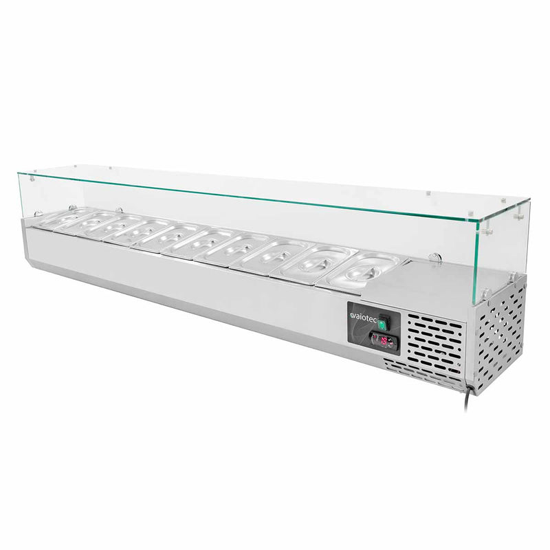 Vaiotec EASYLINE pizzakoeltafel 800 / 2 deuren &amp; 7 laden "grijs" inclusief koelopzetstuk GN1/4