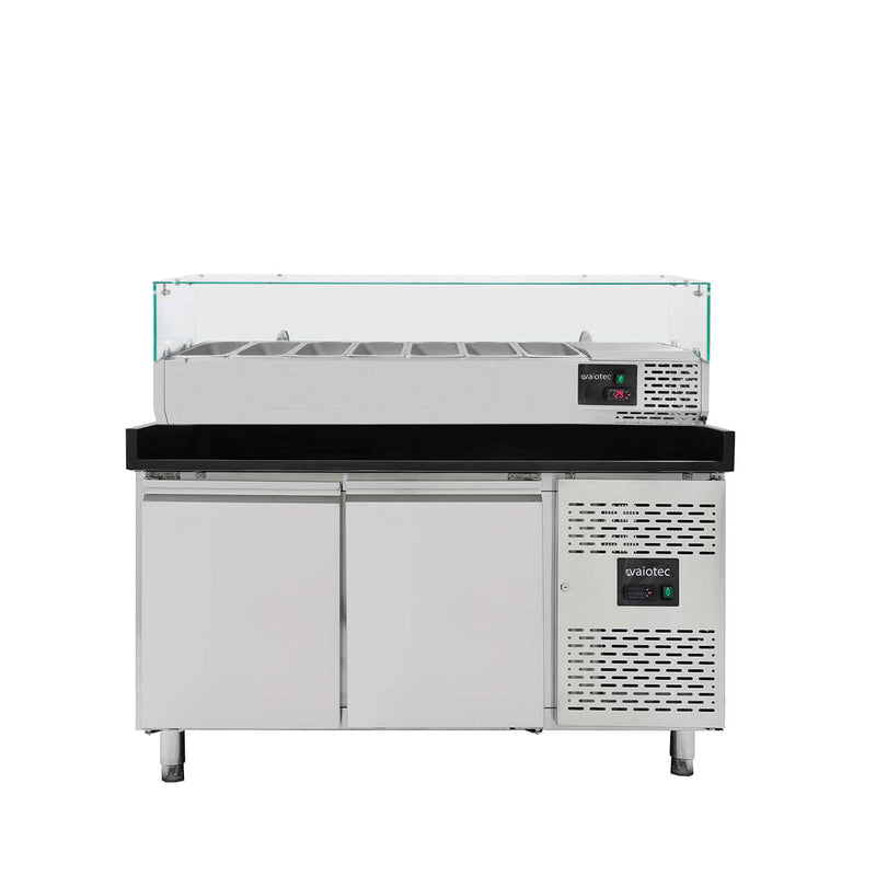 Vaiotec EASYLINE Pizzakühltisch 800 / 2-türig "schwarz" inkl. Kühlaufsatz GN1/4