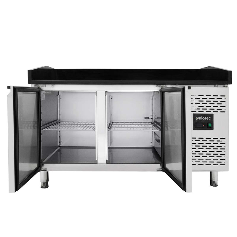 Vaiotec EASYLINE Pizzakühltisch 800 / 2-türig "schwarz" inkl. Kühlaufsatz GN1/4