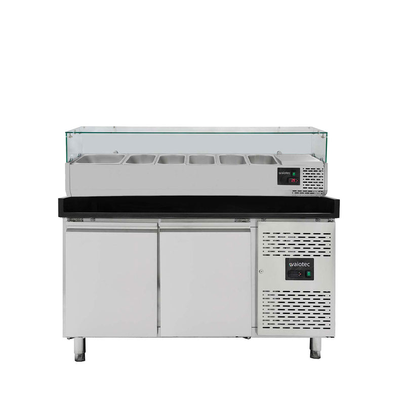 Vaiotec EASYLINE Pizzakühltisch 800 / 2-türig "schwarz" inkl. Kühlaufsatz GN1/3