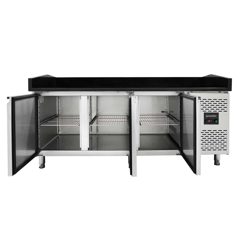 Vaiotec EASYLINE Pizzakühltisch 800 / 3-türig "schwarz" inkl. Kühlaufsatz GN1/4