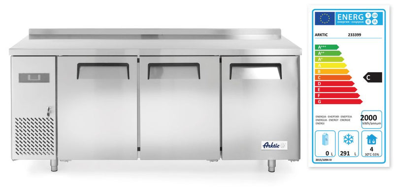 Hendi Tiefkühltisch, dreitürig Kitchen Line 390 L