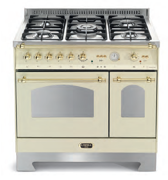 LOFRA - DOLCEVITA - GAS - DOUBLE OVEN 90 cm - RBID 96 GVGTE/ CI - IVORY Messing Finish