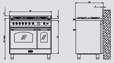 LOFRA - DOLCEVITA - GAS - DOUBLE OVEN 90 cm - RBID 96 GVGTE/ CI - IVORY Messing Finish