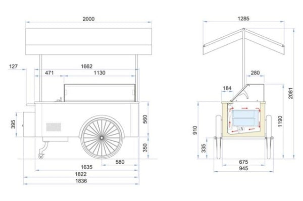 NordCap Speiseeiswagen CARRETTINO BEIGE