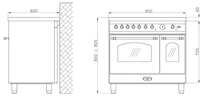 LOFRA - DOLCEVITA INDUKTION - DOUBLE OVEN 90cm - RNMD 96 MFTE/ 5IF - Black Bronze Finish