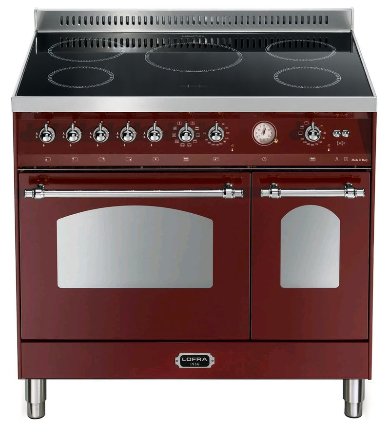 LOFRA - DOLCEVITA INDUCTIE - DUBBELE OVEN 90 cm - RRD 96 MFTE/ 5I - Bordeaux Chroom Afwerking 